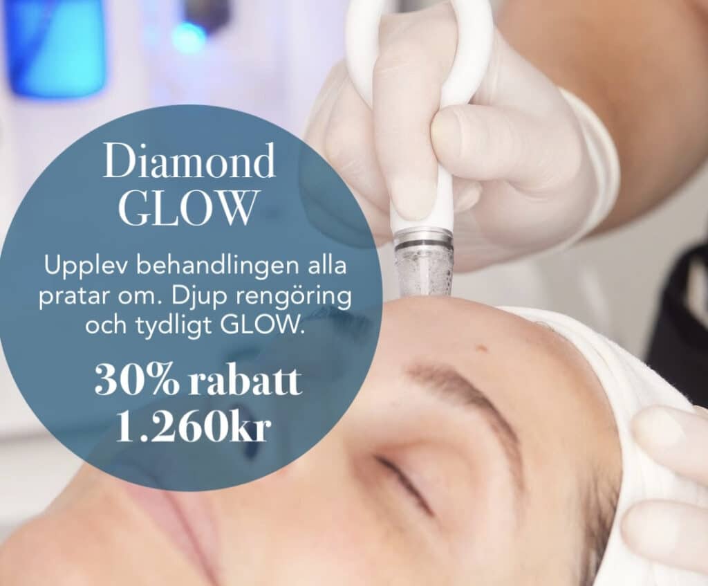 Kampanj för spa ansiktsbehandling med fokus på hudterapi med diamantglöd.